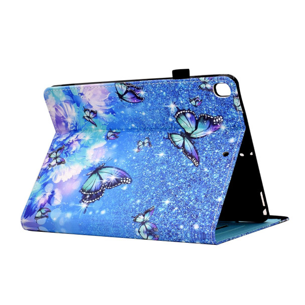 Colored Drawing Stitching Elastic Band Leatherette Smart Tablet Case For iPad 10.2 2020 / 2019 / 10.5 2019(Butterfly)