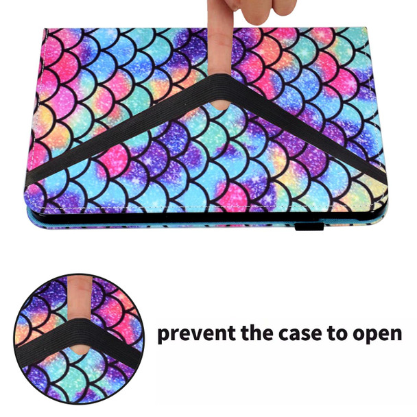 Colored Drawing Stitching Elastic Band Leatherette Smart Tablet Case For iPad mini 5/4/3/2/1(Wavy Pattern)