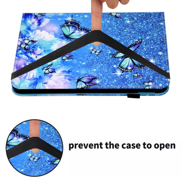 Colored Drawing Stitching Elastic Band Leatherette Smart Tablet Case For iPad 9 / 8 / 6 / 5(Butterfly)