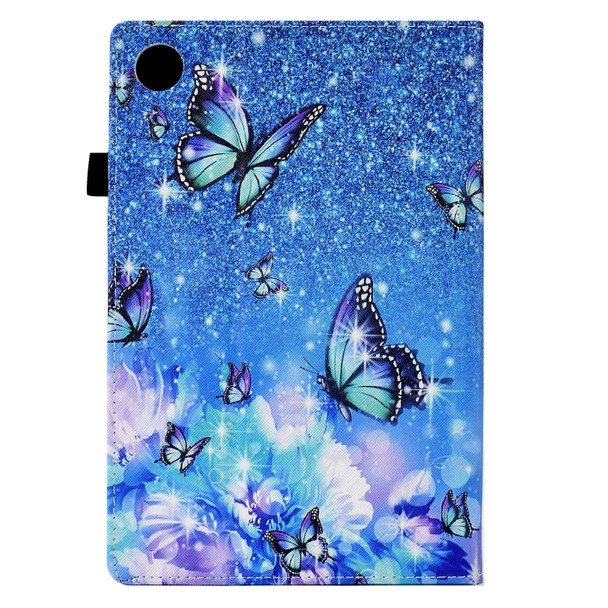 For Samsung Galaxy Tab A8 10.5 X200 / X205 Colored Drawing Stitching Elastic Band Leatherette Smart Tablet Case(Butterfly)