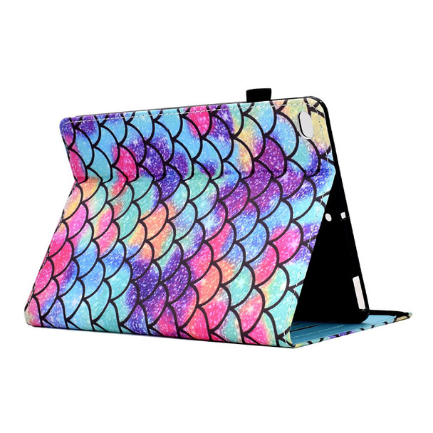 Colored Drawing Stitching Elastic Band Leatherette Smart Tablet Case For iPad 9 / 8 / 6 / 5(Wavy Pattern)