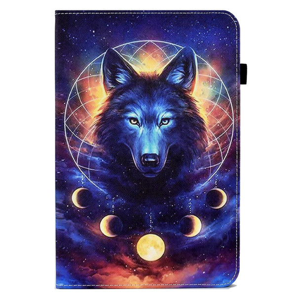 For Lenovo Tab M10 Plus 10.6 3rd Gen 2022 Colored Drawing Stitching Elastic Band Leatherette Smart Tablet Case(Space Wolf)