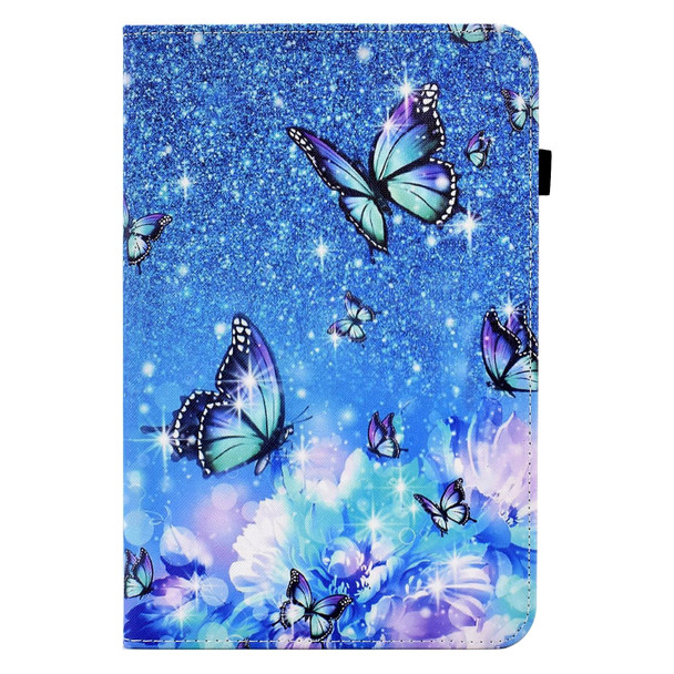 For Lenovo Tab M10 3rd Gen Colored Drawing Stitching Elastic Band Leatherette Smart Tablet Case(Butterfly)