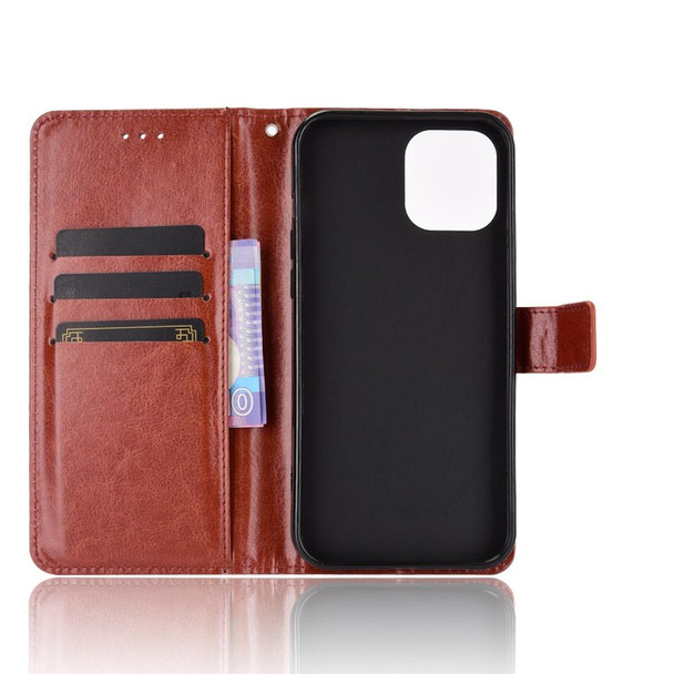 Crazy Horse Texture Horizontal Flip Leatherette Case with Holder & Card Slots & Wallet & Lanyard for iPhone 12 / 12 Pro(Brown)