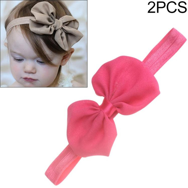 2 PCS Baby Headband Ribbon Chiffon Bow Children Hair Band Headwear(Rose Gold)