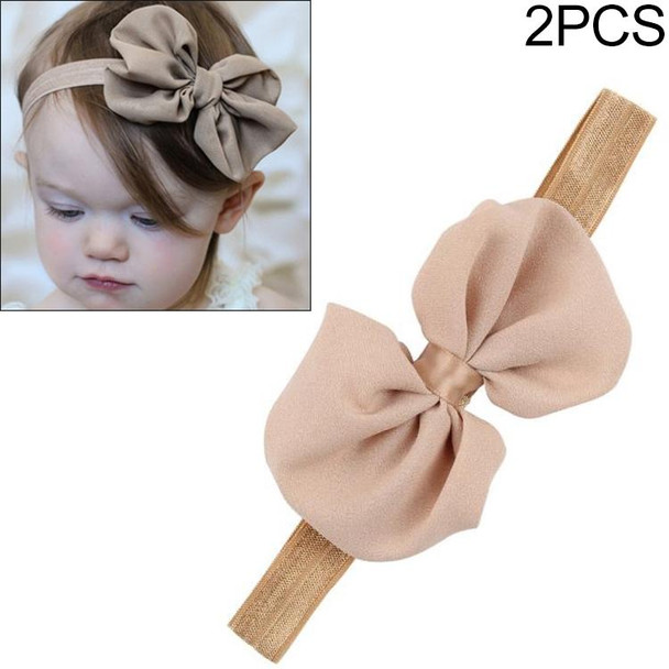 2 PCS Baby Headband Ribbon Chiffon Bow Children Hair Band Headwear(Brown)