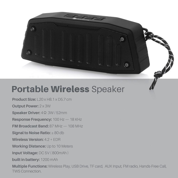 NewRixing NR-4019 Outdoor Portable Bluetooth Speaker with Hands-free Call Function, Support TF Card & USB & FM & AUX (Blue)