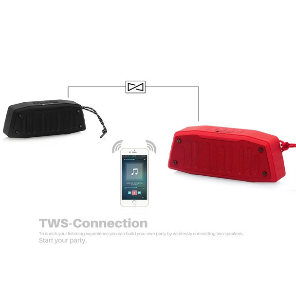 NewRixing NR-4019 Outdoor Portable Bluetooth Speaker with Hands-free Call Function, Support TF Card & USB & FM & AUX (Red)