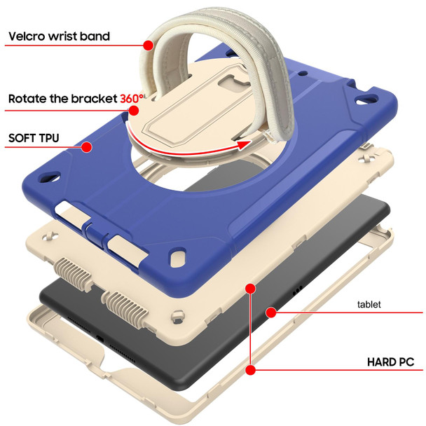 360-degree Rotating Holder Tablet Case with Wristband For iPad 10.2 2020 / 2019(Grass Green + Beige)