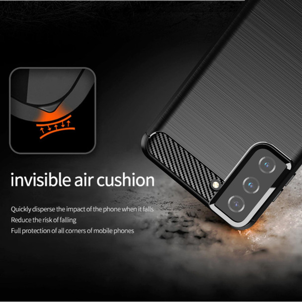 For Samsung Galaxy S21+ Brushed Texture Carbon Fiber TPU Phone Case(Black)