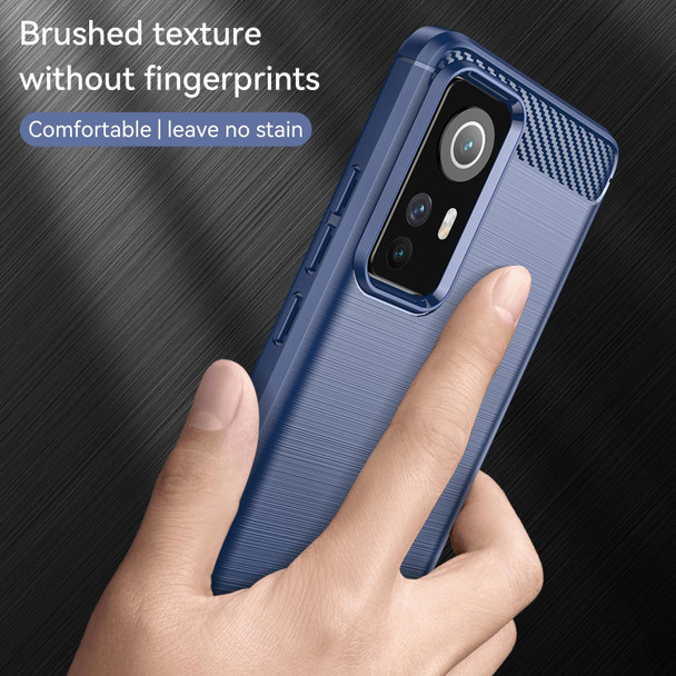 For Xiaomi 12X Brushed Texture Carbon Fiber TPU Phone Case(Blue)