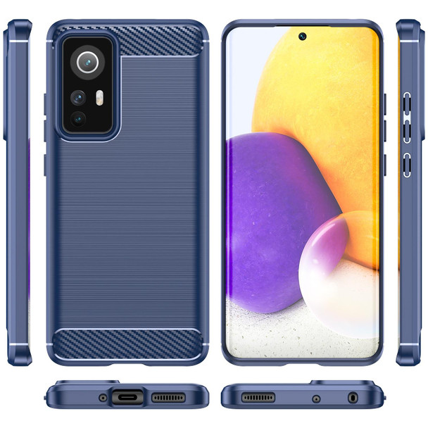For Xiaomi 12X Brushed Texture Carbon Fiber TPU Phone Case(Blue)