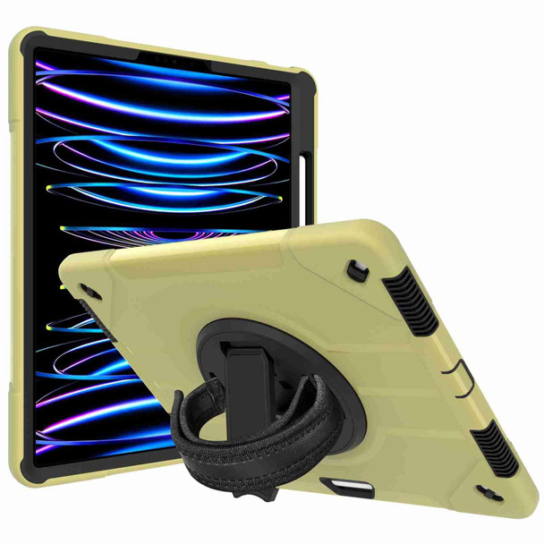 360-degree Rotating Holder Tablet Case with Wristband For iPad Pro 12.9 2021/2020(Grass Green + Black)