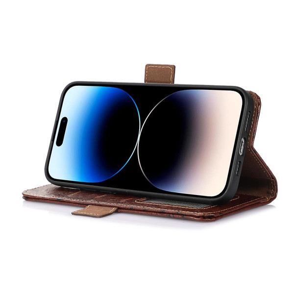 For Samsung Galaxy A24 4G Ostrich Pattern Genuine Leatherette RFID Phone Case(Coffee)