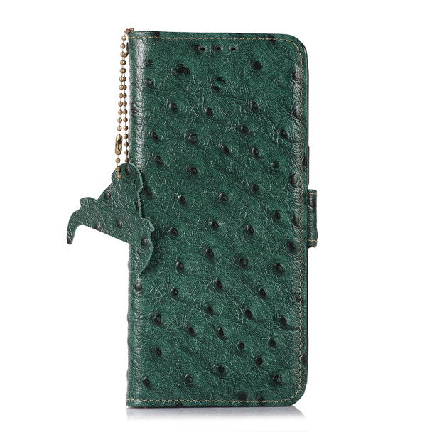 For Samsung Galaxy A24 4G Ostrich Pattern Genuine Leatherette RFID Phone Case(Green)