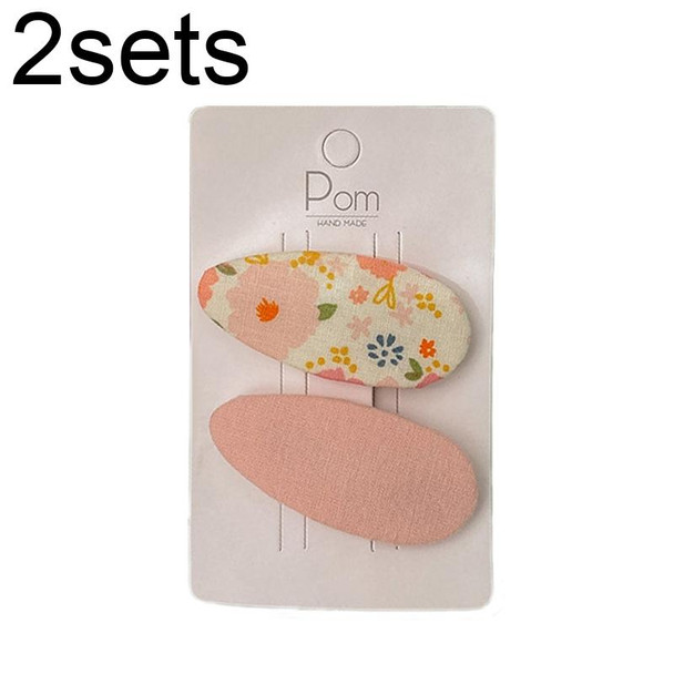 2sets Candy Color Floral Polka Dot Sweet Baby Drop Hair Clip(Pink Flower)