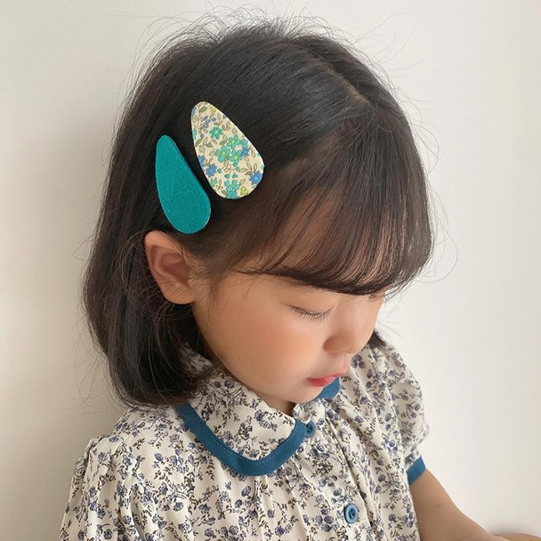 2sets Candy Color Floral Polka Dot Sweet Baby Drop Hair Clip(Blue Flower)