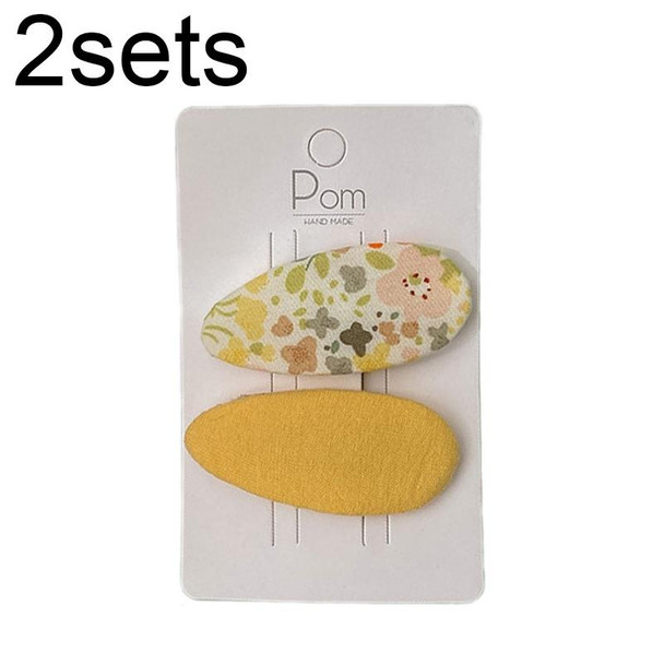 2sets Candy Color Floral Polka Dot Sweet Baby Drop Hair Clip(Yellow Flower)