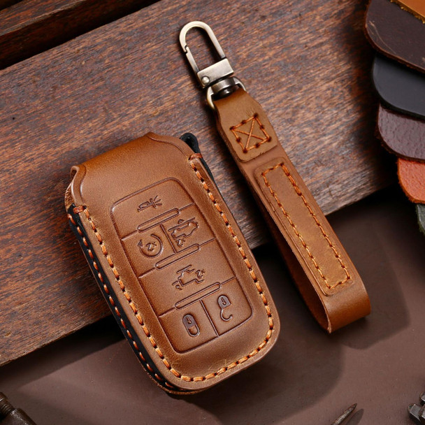 For Dodge Ram 6-button C163 Car Key Leatherette Protective Case (Brown)