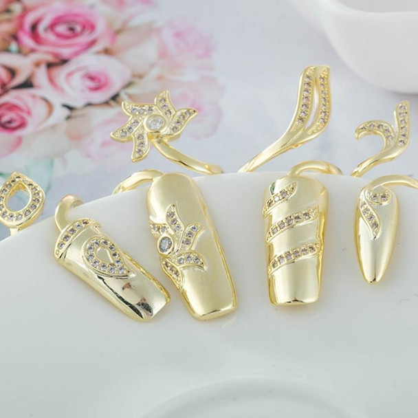 5pcs Diamond Nail Cap Jewelry Open Ring, Color: Gold Ring Finger