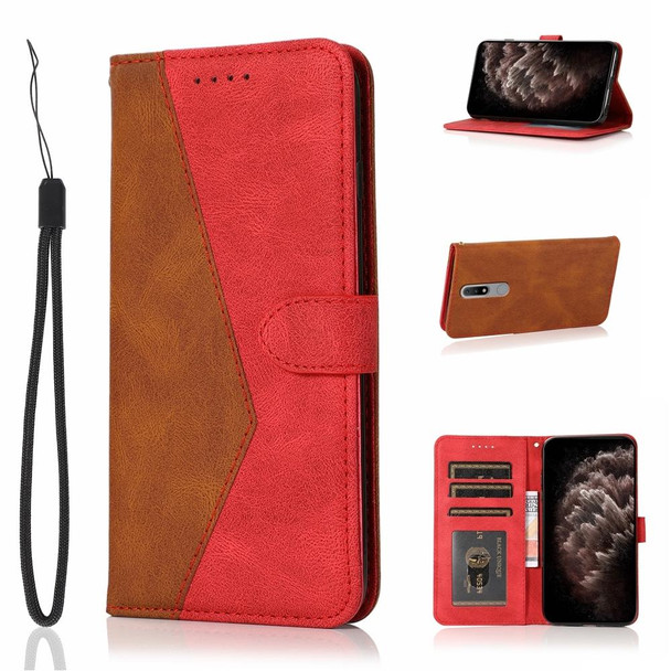 For Nokia 2.4 Dual-color Stitching Leatherette Phone Case(Brown Red)