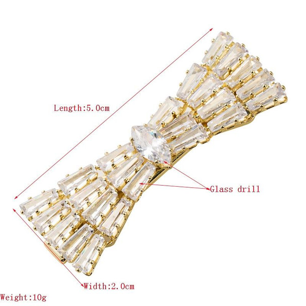 2 PCS Bow Element Hairpin Duckbill Clip Alloy Inlaid Rhinestone Hair Clip(Golden)