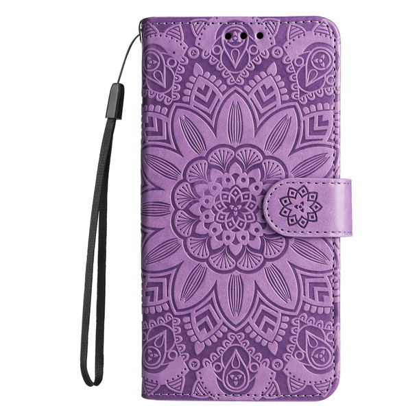 For vivo V25 5G/V25e 4G Embossed Sunflower Leather Phone Case(Purple)