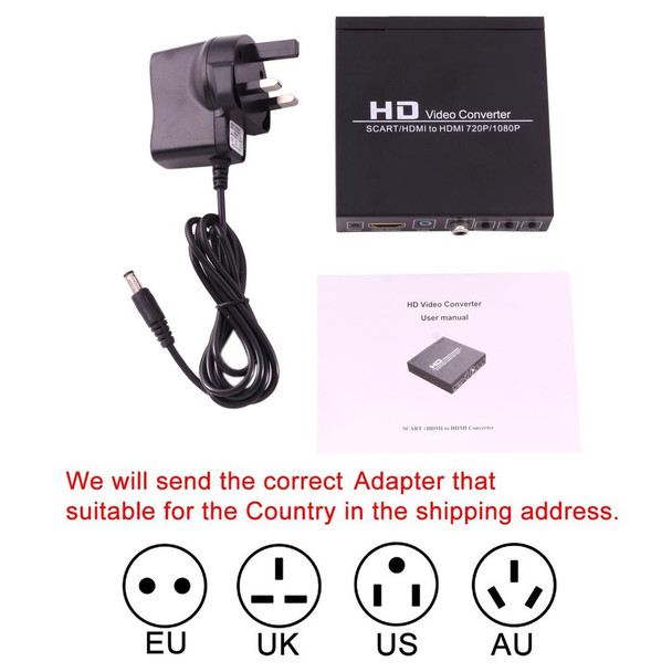 NEWKENG NK-8S SCART + HDMI to HDMI 720P / 1080P HD Video Converter Adapter Scaler Box