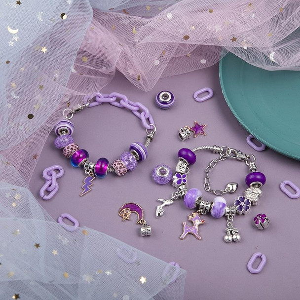 Crystal Beaded Bracelet Set Kids Necklace DIY Educational Toys(Purple)