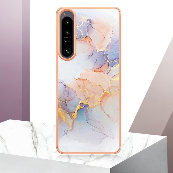 For Sony Xperia 1 IV Electroplating IMD TPU Phone Case(White Marble)