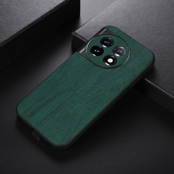 For OnePlus 11R/Ace 2 Wood Texture PU Phone Case(Green)