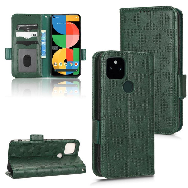 For Google Pixel 5a 5G Symmetrical Triangle Leatherette Phone Case(Green)
