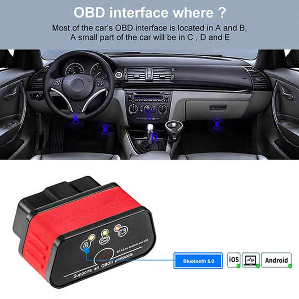 KONNWEI KW903 Bluetooth 5.0 OBD2 Car Fault Diagnostic Scan Tools Support IOS / Android(Black)