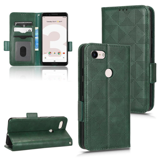 For Google Pixel 3 Symmetrical Triangle Leatherette Phone Case(Green)