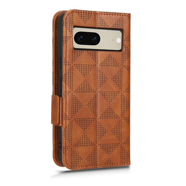 For Google Pixel 7 Symmetrical Triangle Leatherette Phone Case(Brown)