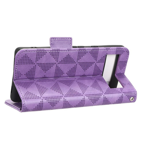 For Google Pixel 7a Symmetrical Triangle Leatherette Phone Case(Purple)