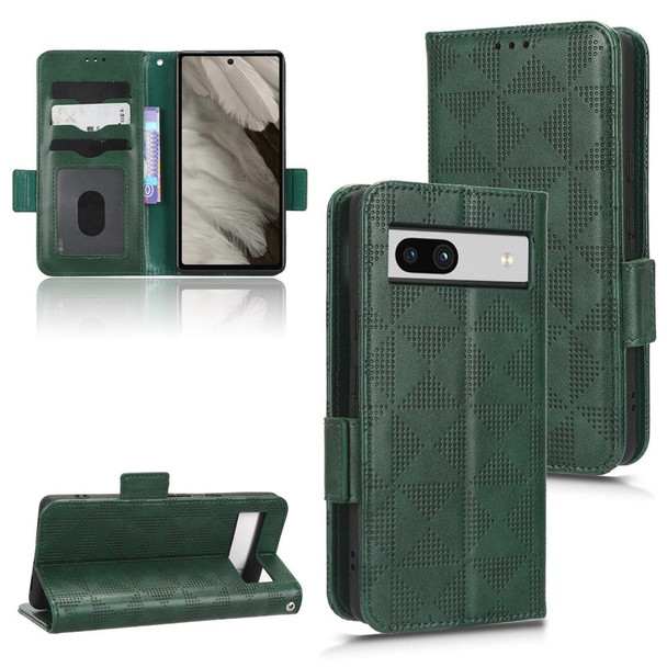 For Google Pixel 7a Symmetrical Triangle Leatherette Phone Case(Green)