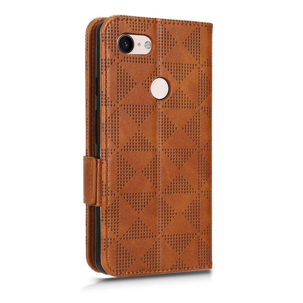 For Google Pixel 3 XL Symmetrical Triangle Leatherette Phone Case(Brown)