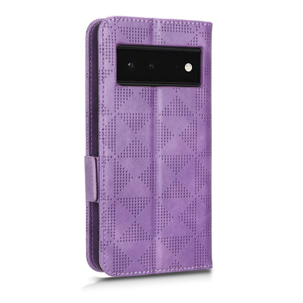 For Google Pixel 6 Symmetrical Triangle Leatherette Phone Case(Purple)