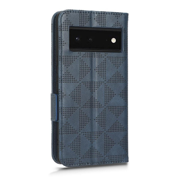 For Google Pixel 6 Symmetrical Triangle Leatherette Phone Case(Blue)