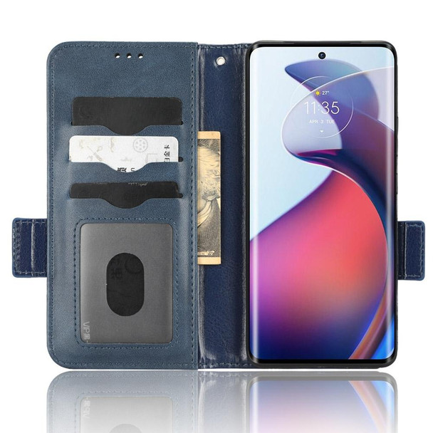 For Motorola Edge 30 Fusion Symmetrical Triangle Leatherette Phone Case(Blue)