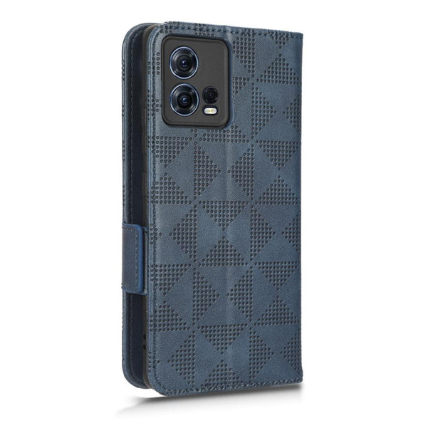 For Motorola Edge 30 Fusion Symmetrical Triangle Leatherette Phone Case(Blue)