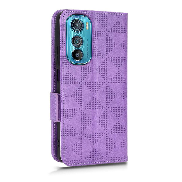 For Motorola Edge 30 Symmetrical Triangle Leatherette Phone Case(Purple)