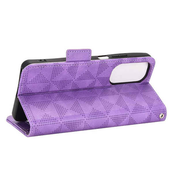 For Motorola Edge 30 Symmetrical Triangle Leatherette Phone Case(Purple)