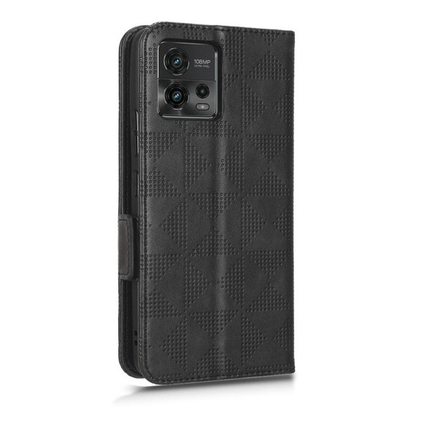 For Motorola Moto G72 4G Symmetrical Triangle Leatherette Phone Case(Black)