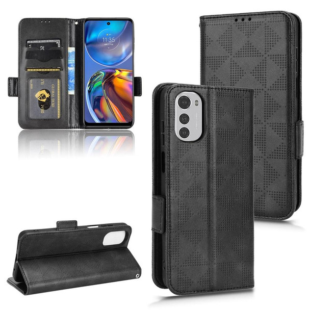 For Motorola Moto E32 4G Symmetrical Triangle Leatherette Phone Case(Black)