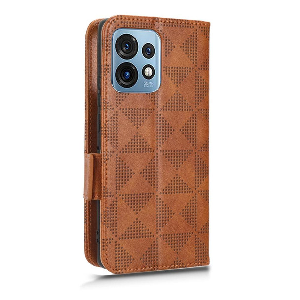 For Motorola Moto X40 Pro Symmetrical Triangle Leatherette Phone Case(Brown)