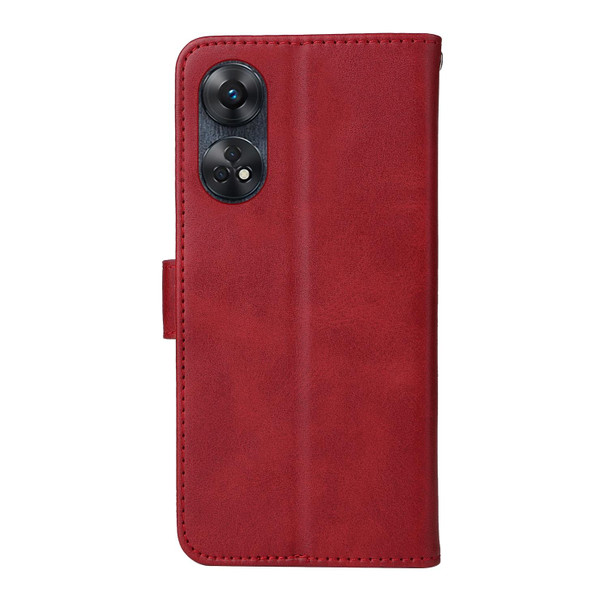 For OPPO Reno8 T 4G Classic Calf Texture Flip Leatherette Phone Case(Red)