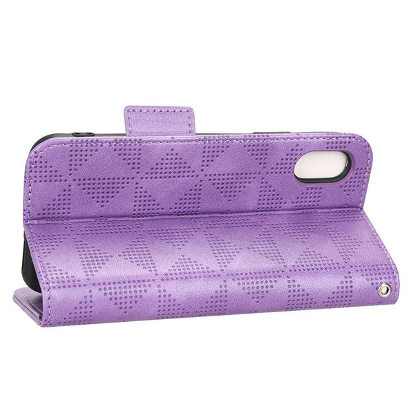 For iPhone XR Symmetrical Triangle Leatherette Phone Case(Purple)