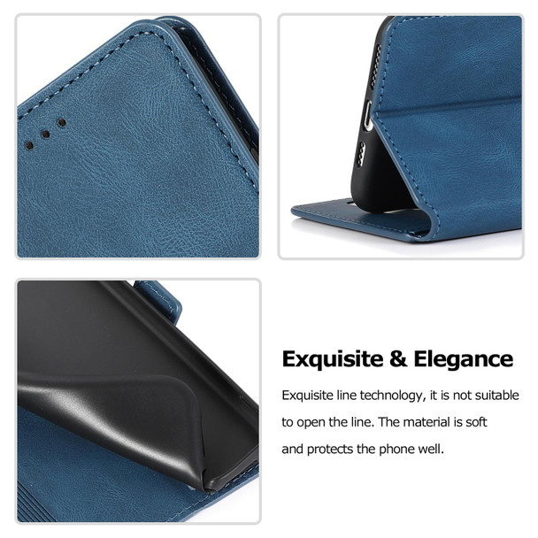 iPhone 11 Pro Retro Magnetic Closing Clasp Horizontal Flip Leather Case with Holder & Card Slots & Photo Frame & Wallet(Navy Blue)